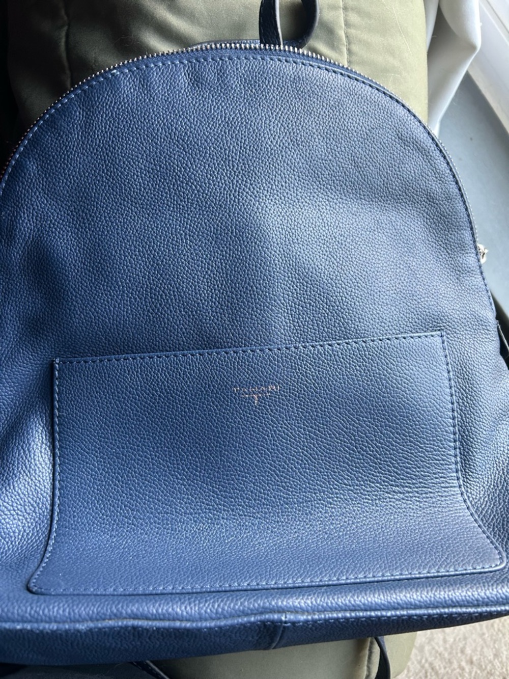 Tahari Navy Blue Pebbled Leather Backpack